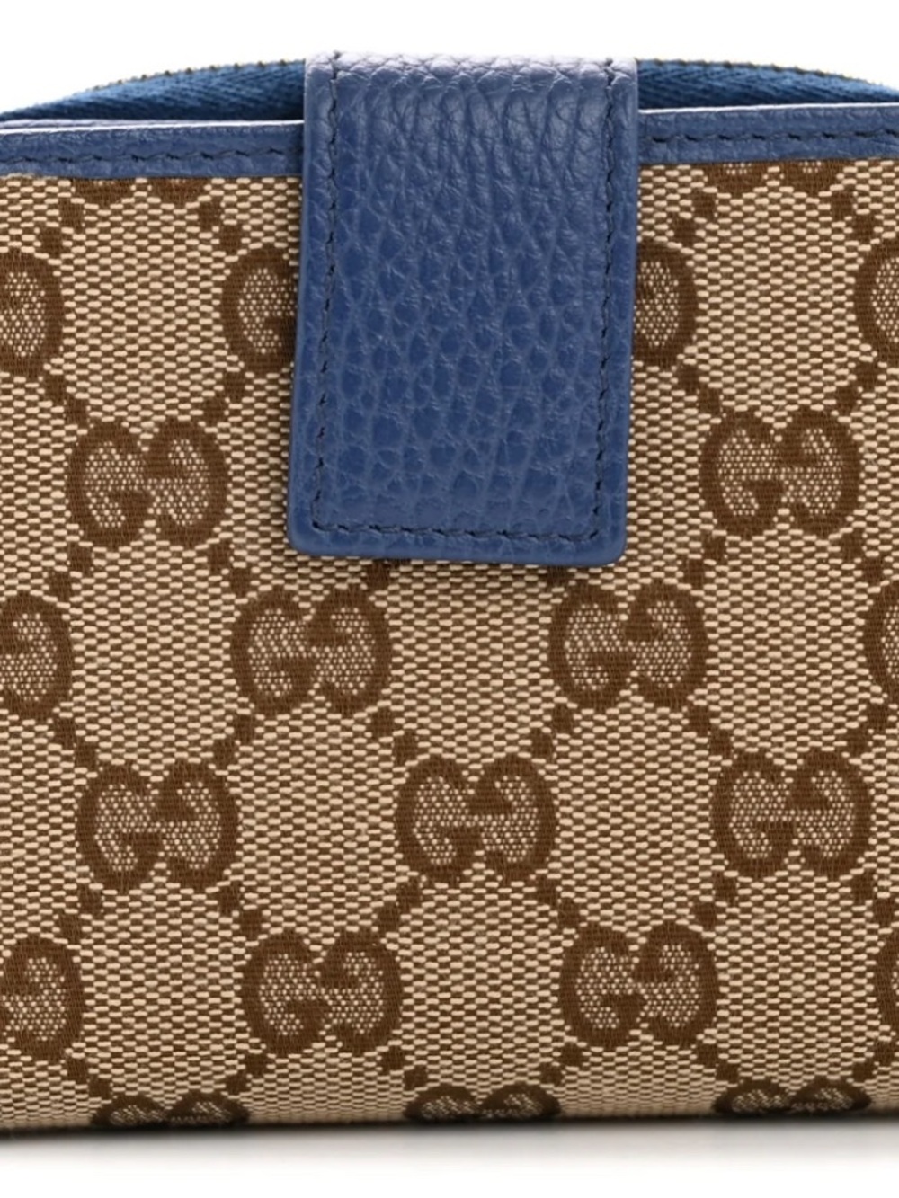 GUCCI Monogram Dollar Calfskin Zip Around French Flap Wallet Beige Ebony Caspian
